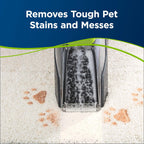 Bissell deep cleaning concentrated formula eliminating tough pet odors from fabric upholstery.