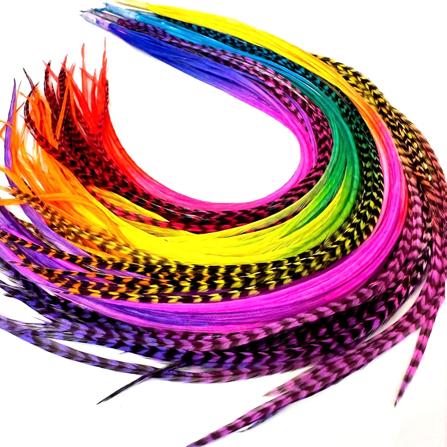Feather Headz rainbow tie dye feather hair extensions kit front packaging view