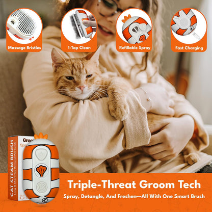 Close up of soft silicone bristles on cat steam brush