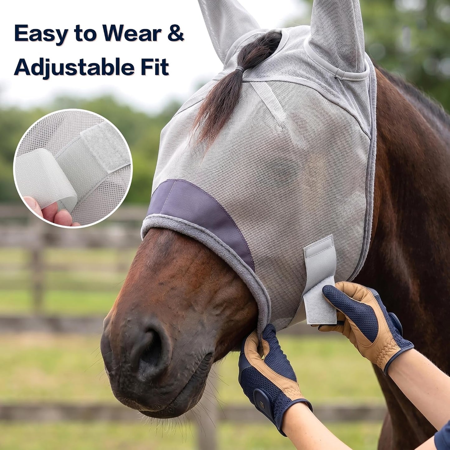 Adjustable buckle strap detail on Animal-Gifts horse mask