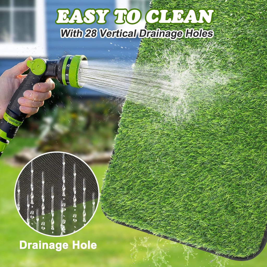 InwodiTeki fake grass rug showing durable edge banding