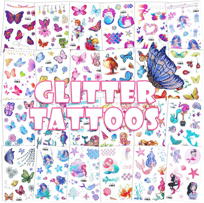 Konsait glitter temporary tattoo 24 sheet set front view