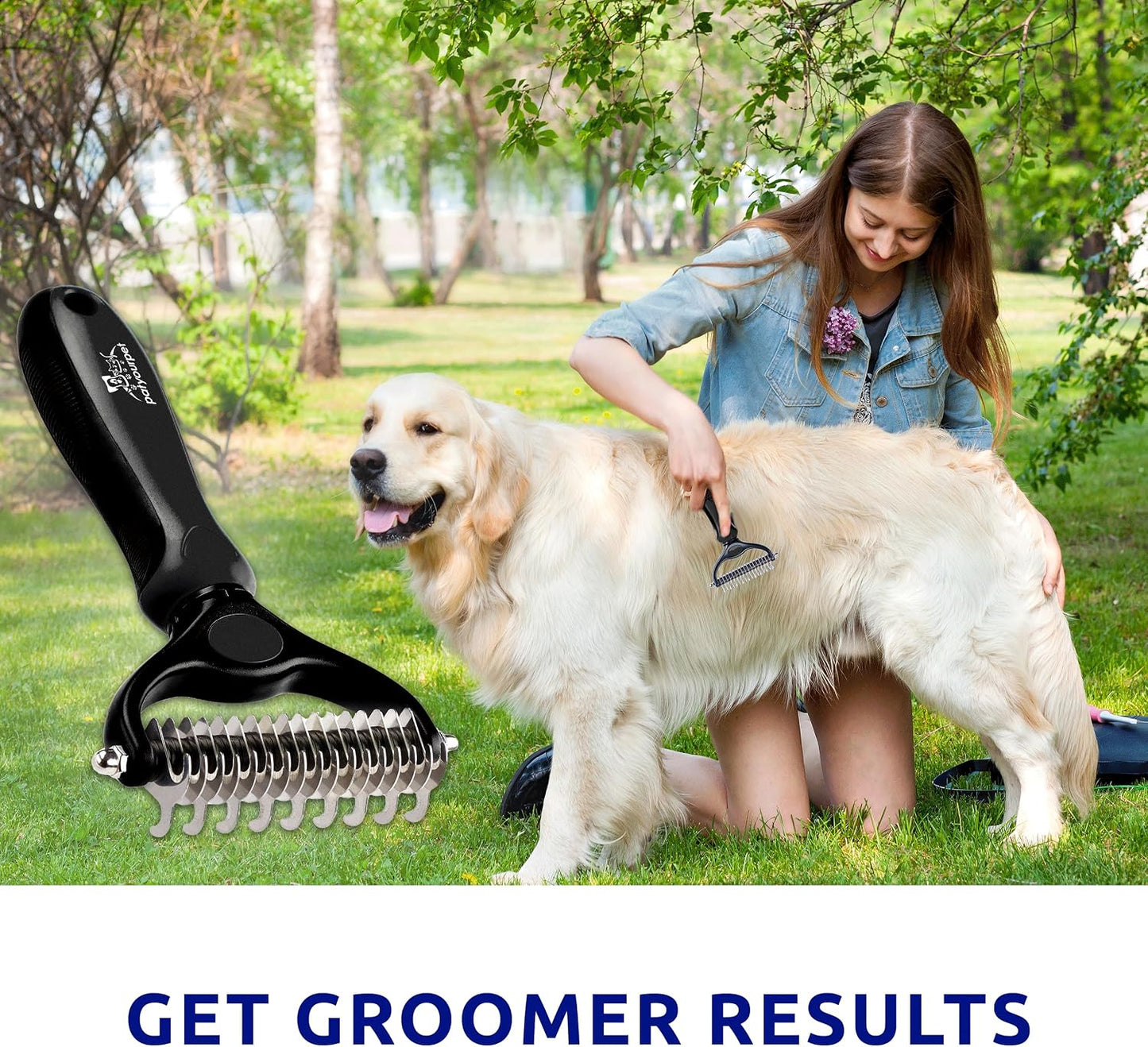 Professional grooming brush for thick coated dogs and cats