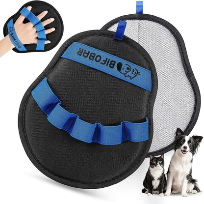 Dropereum Bifobar pet hair remover mitt packaging and angle view