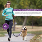 Luminous reflective safety stitching details on the Tuff Mutt hands free waist leash for night visibility.