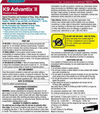K9 Advantix II topical treatment for dogs eleven to twenty pounds box details