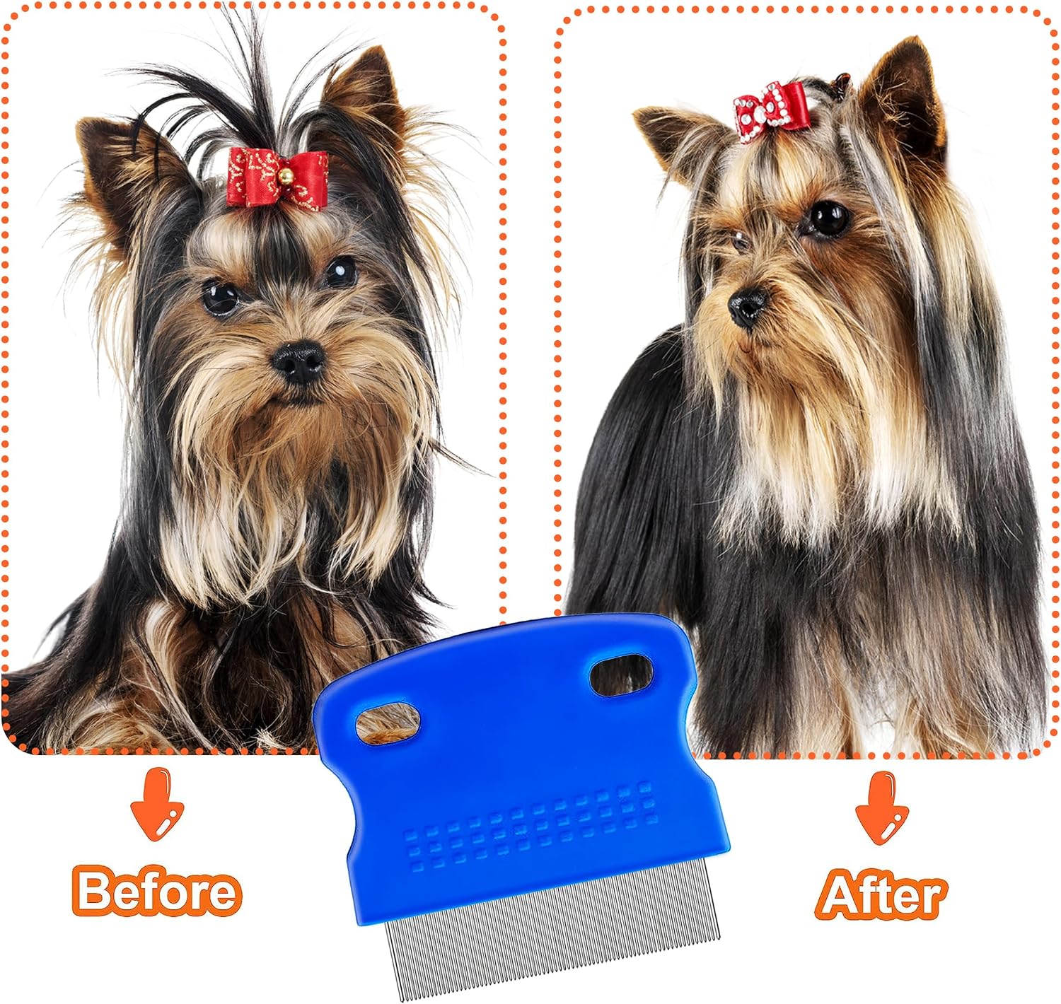 Ergonomic handle pet lice comb for cats and dogs
