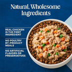 Blue Buffalo chicken stew texture in a dog bowl