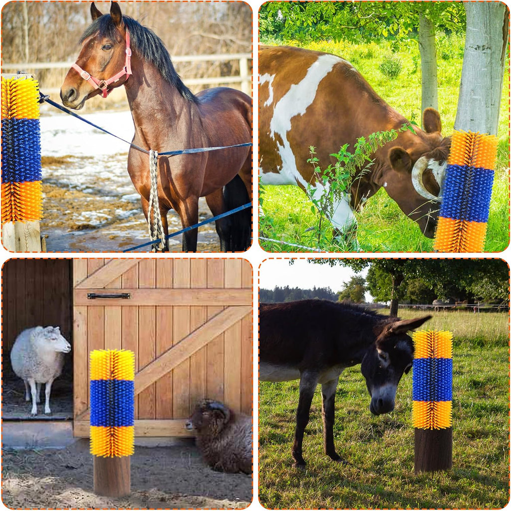 Kunbeien livestock brush mounted on wooden barn wall