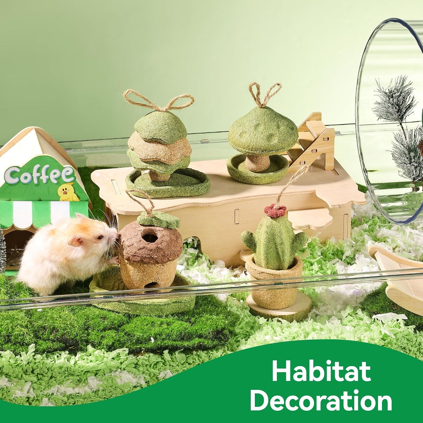 Safe edible barley grass and alfalfa rodent toys for active playtime