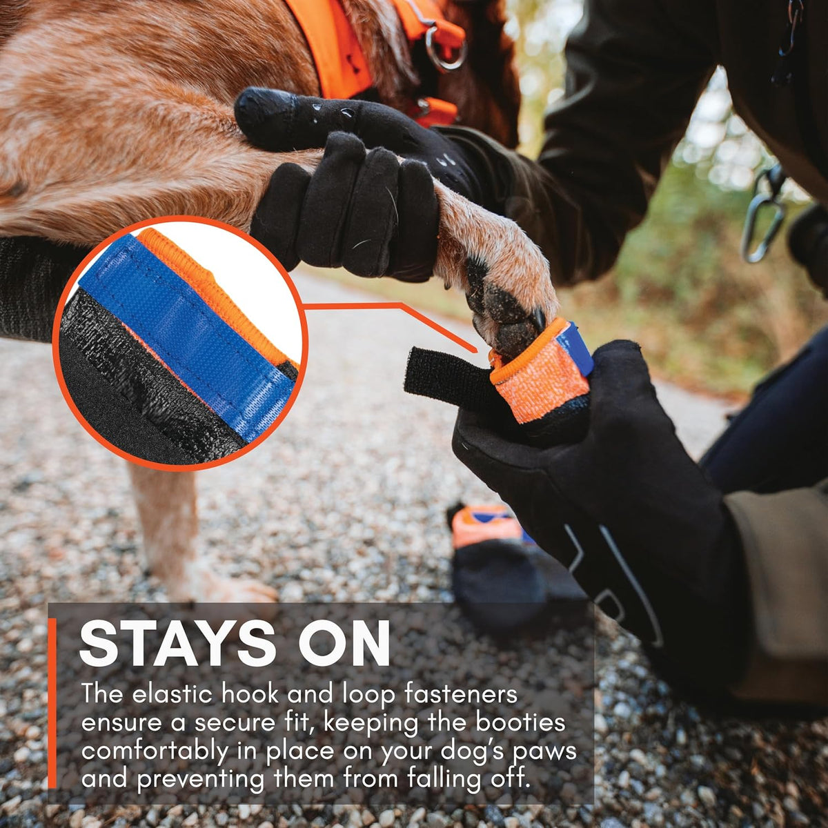 Non-stop dogwear Protector Booties showing secure velcro straps