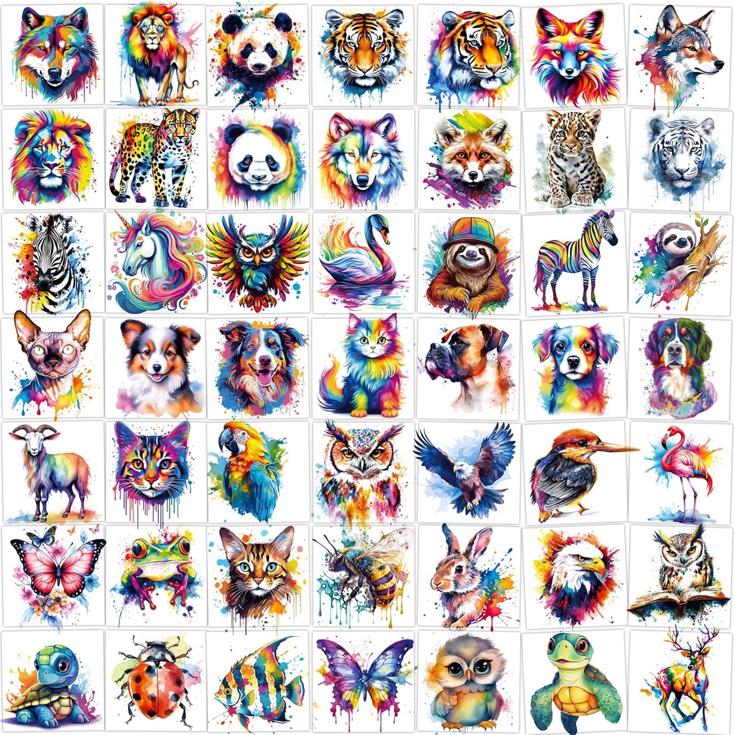 Hotoyannia 160 piece watercolor animal temporary tattoo set