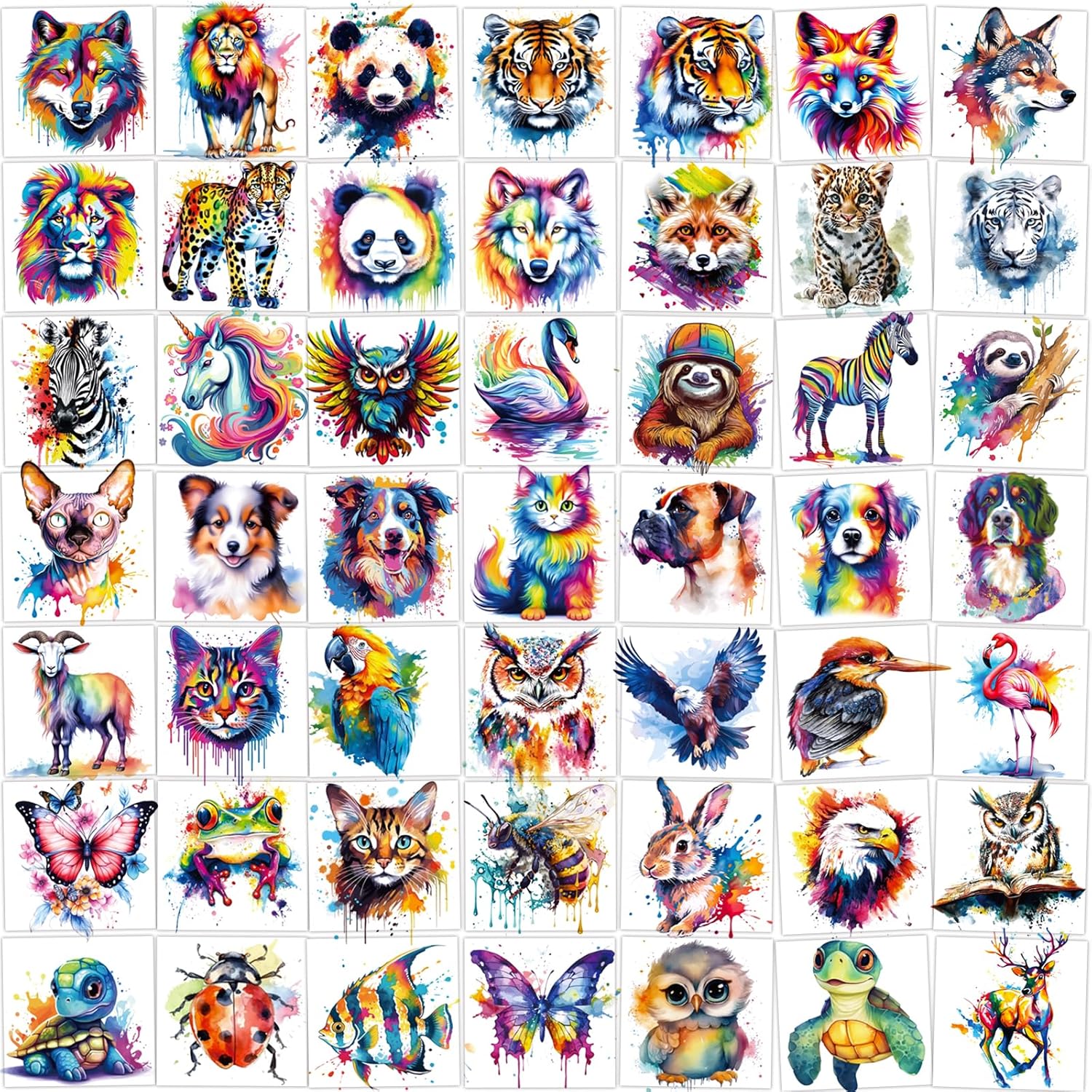 Hotoyannia 160 piece watercolor animal temporary tattoo set