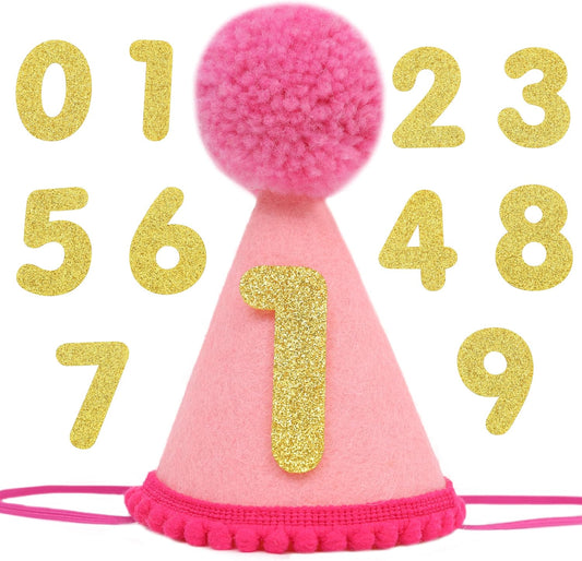 Lingana pet birthday hat with interchangeable number one front view