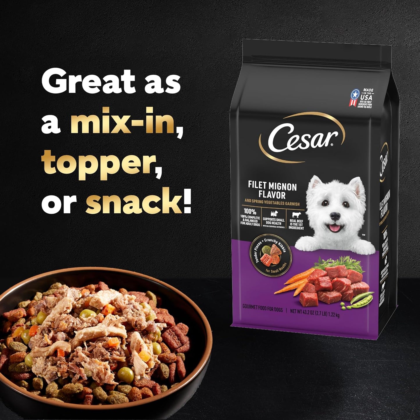 Cesar Simply Crafted Adult Wet Dog Food Toppers for Dry Food, Wet Food for Dogs, Chicken, Carrots, Potatoes & Peas, 8.82 oz. Pouches, 6 Count (Pack of 2) - Image 9