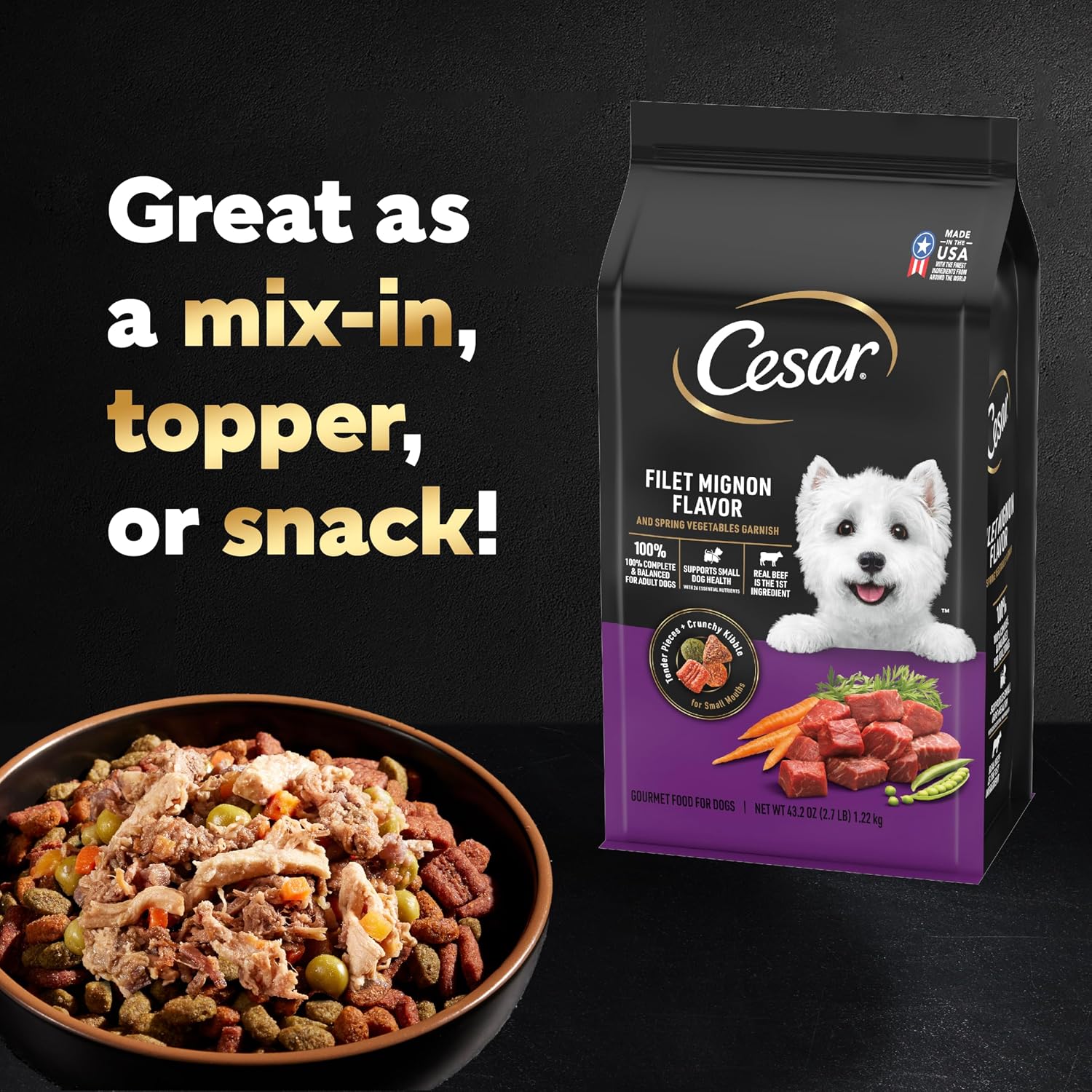 Cesar Simply Crafted Adult Wet Dog Food Toppers for Dry Food, Wet Food for Dogs, Chicken, Carrots, Potatoes & Peas, 8.82 oz. Pouches, 6 Count (Pack of 2) - Image 9