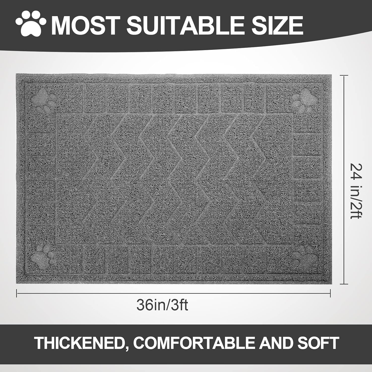 Large waterproof pet mat placed under a grey kitten litter box to catch scatter