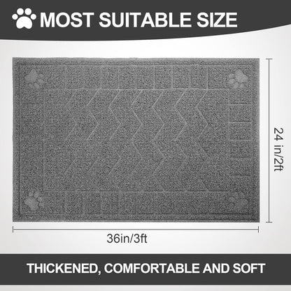 Large waterproof pet mat placed under a grey kitten litter box to catch scatter