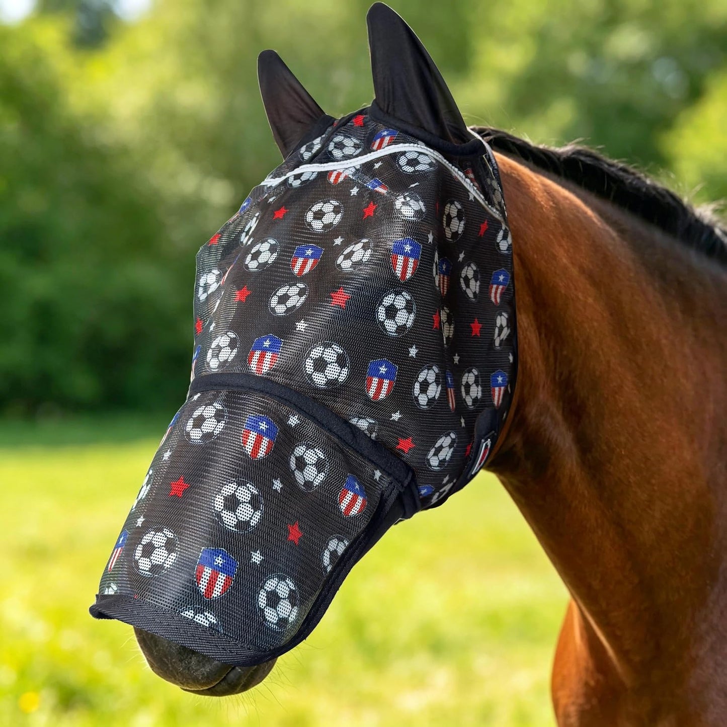 BARN & STABLE Fine Mesh Horse Fly Mask with Ears Lightweight UV Protection Fly Mask for Horses Large 3D Eye Space with Soft Fleece Trim Adjustable Straps - Image 10