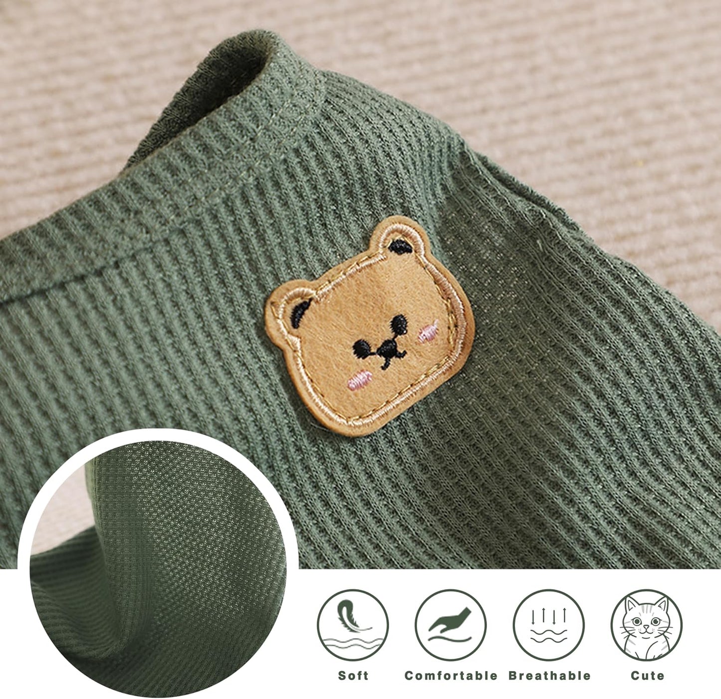 Back view of dog t shirt with bear patch accent