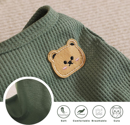Back view of dog t shirt with bear patch accent