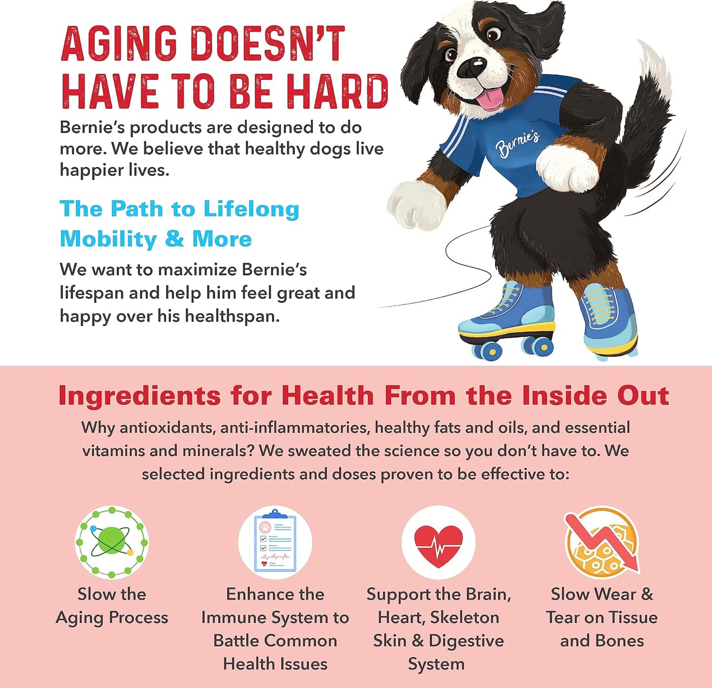 Bernie's Marvelous Mobility imported premium dog joint health formula open jar packaging