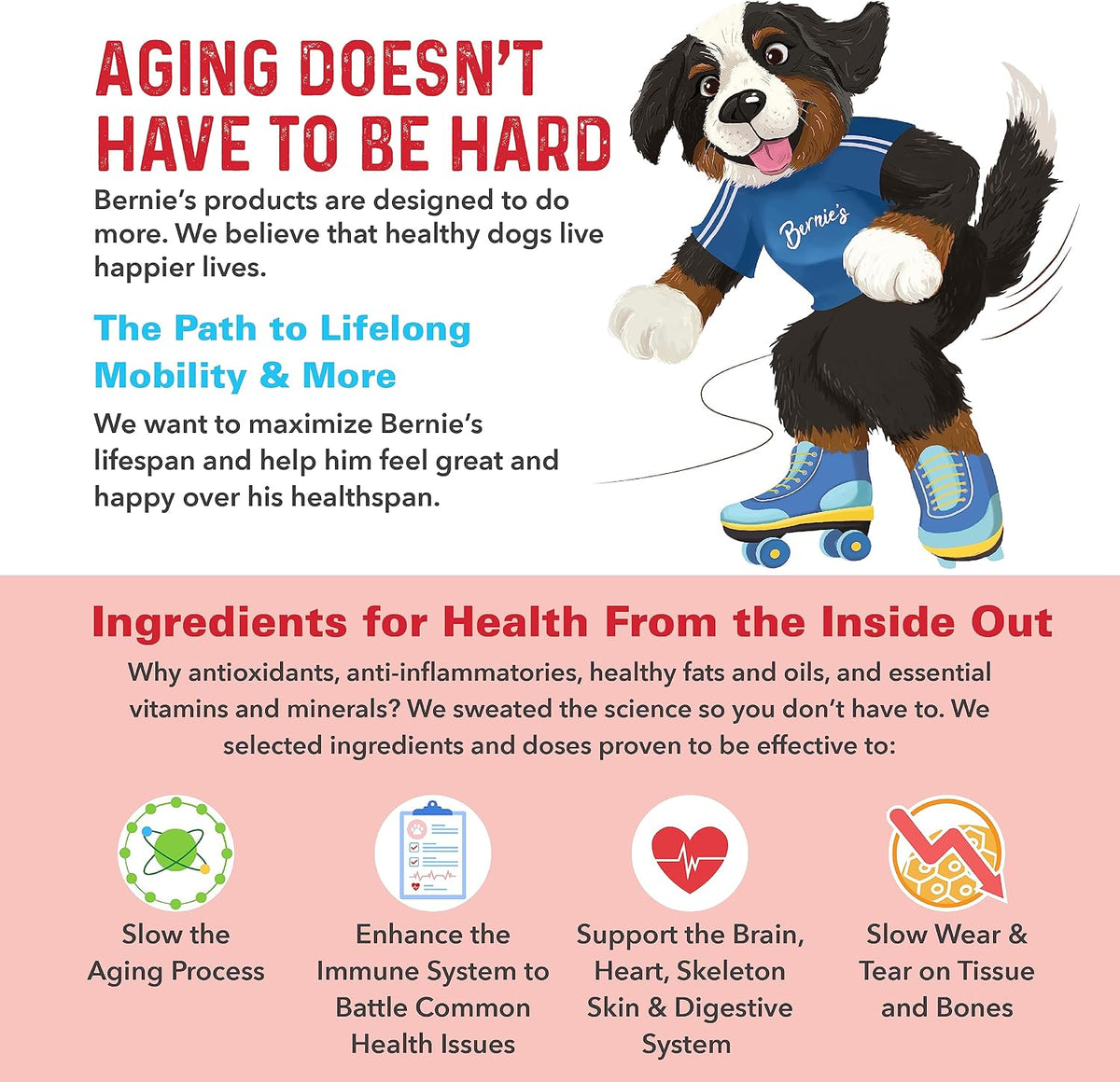 Bernie's Marvelous Mobility imported premium dog joint health formula open jar packaging