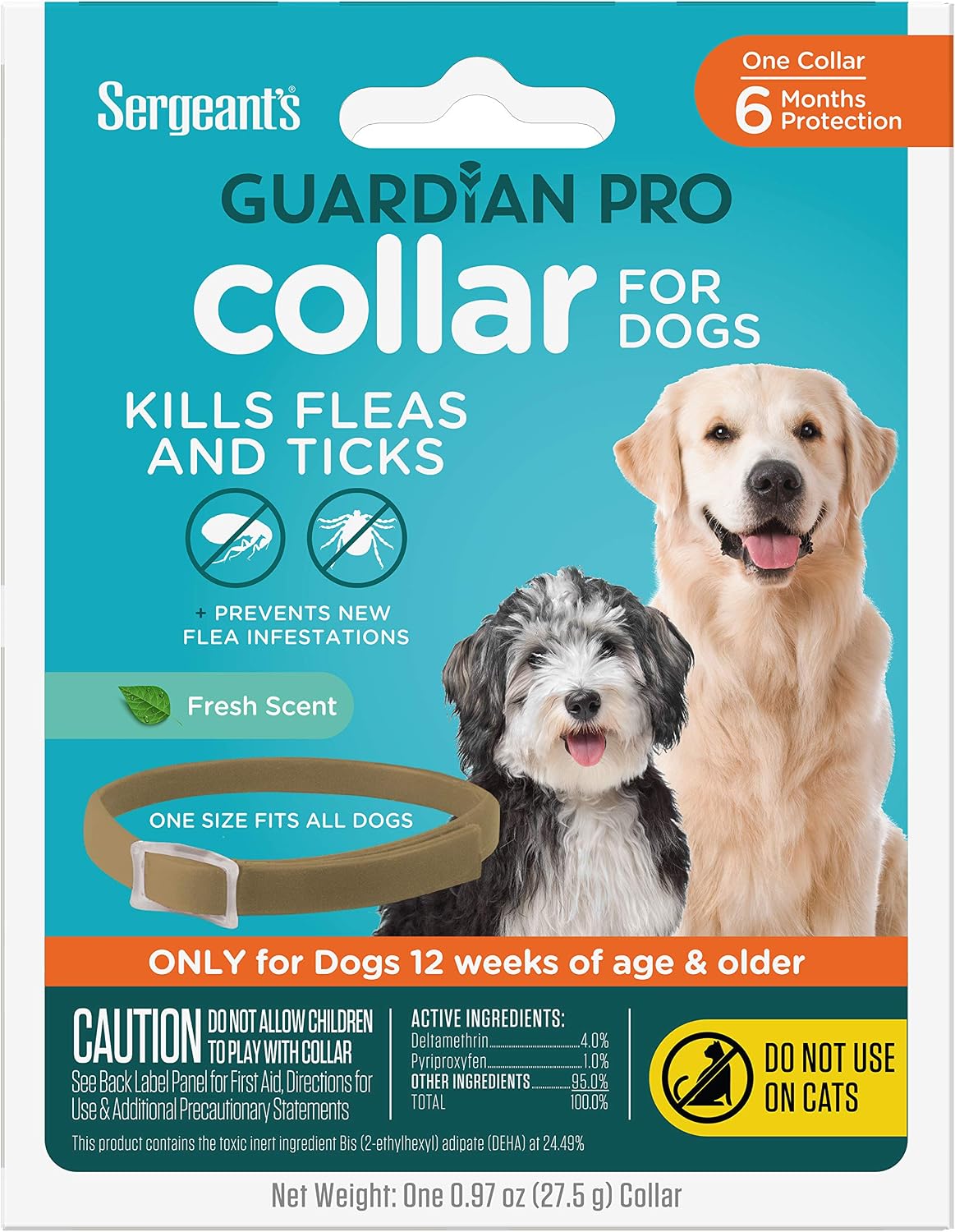 Close up of Sergeant's Guardian Pro collar active ingredient label