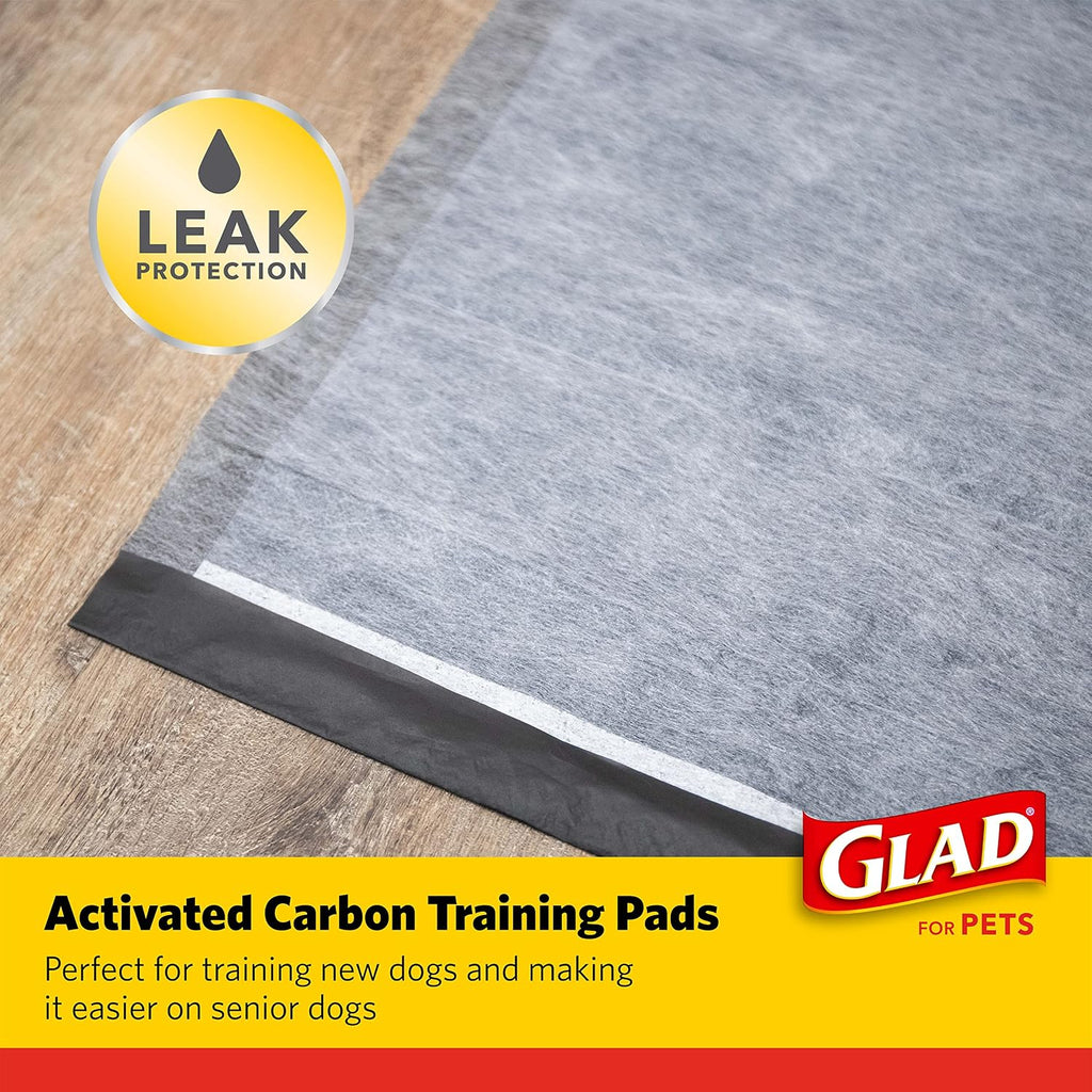 Close up view of the dark quilted surface layer on the Glad charcoal dog training pads.