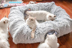 Folded view of the XxingSheep multi cat tunnel playground illustrating easy storage and portability features