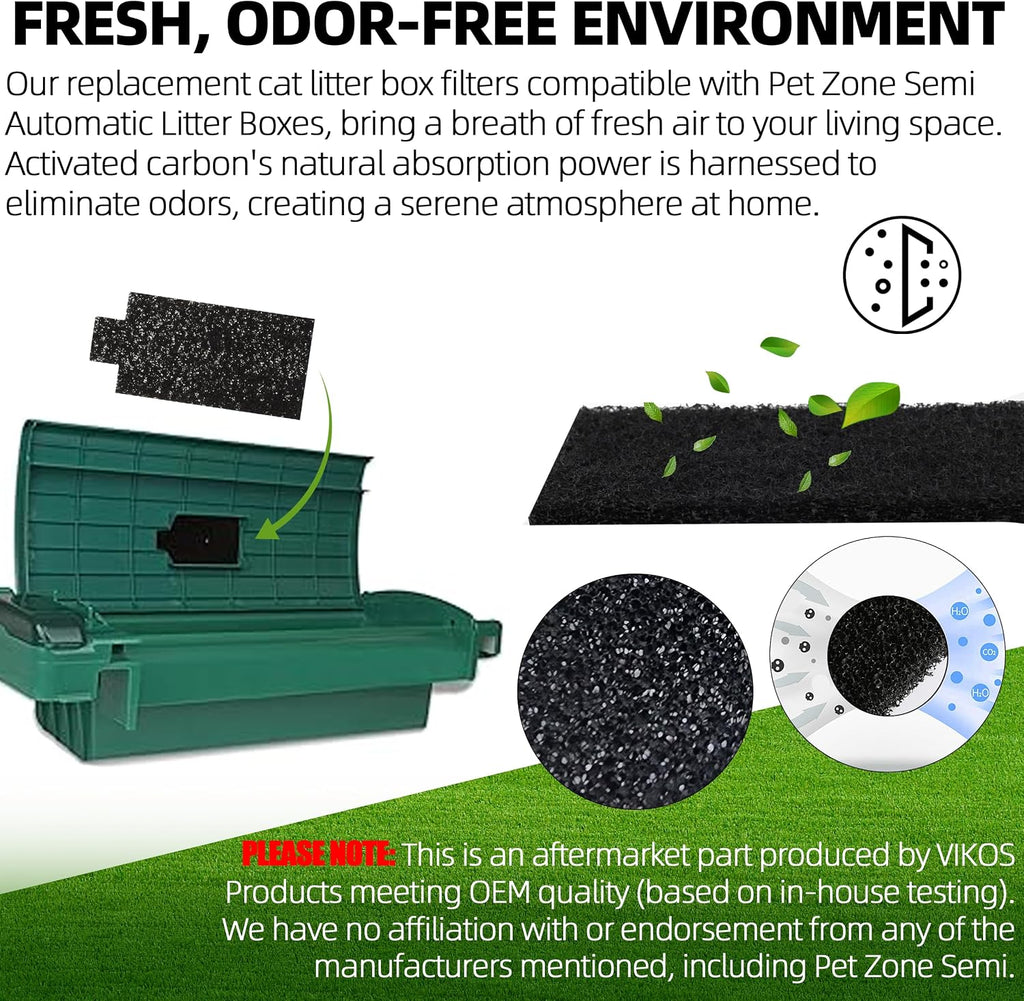High density activated carbon cat litter filter showing the rectangular shape and top pull tab