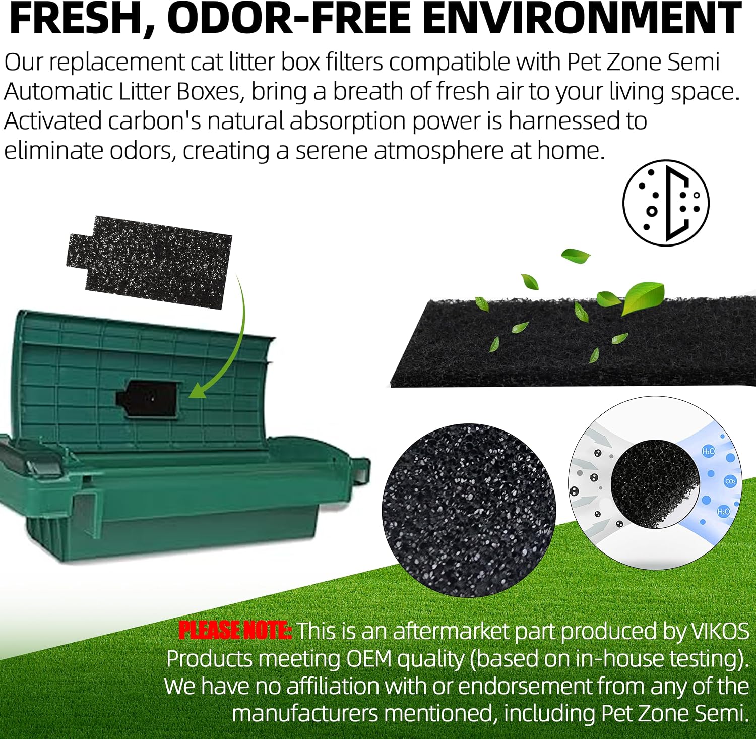 High density activated carbon cat litter filter showing the rectangular shape and top pull tab