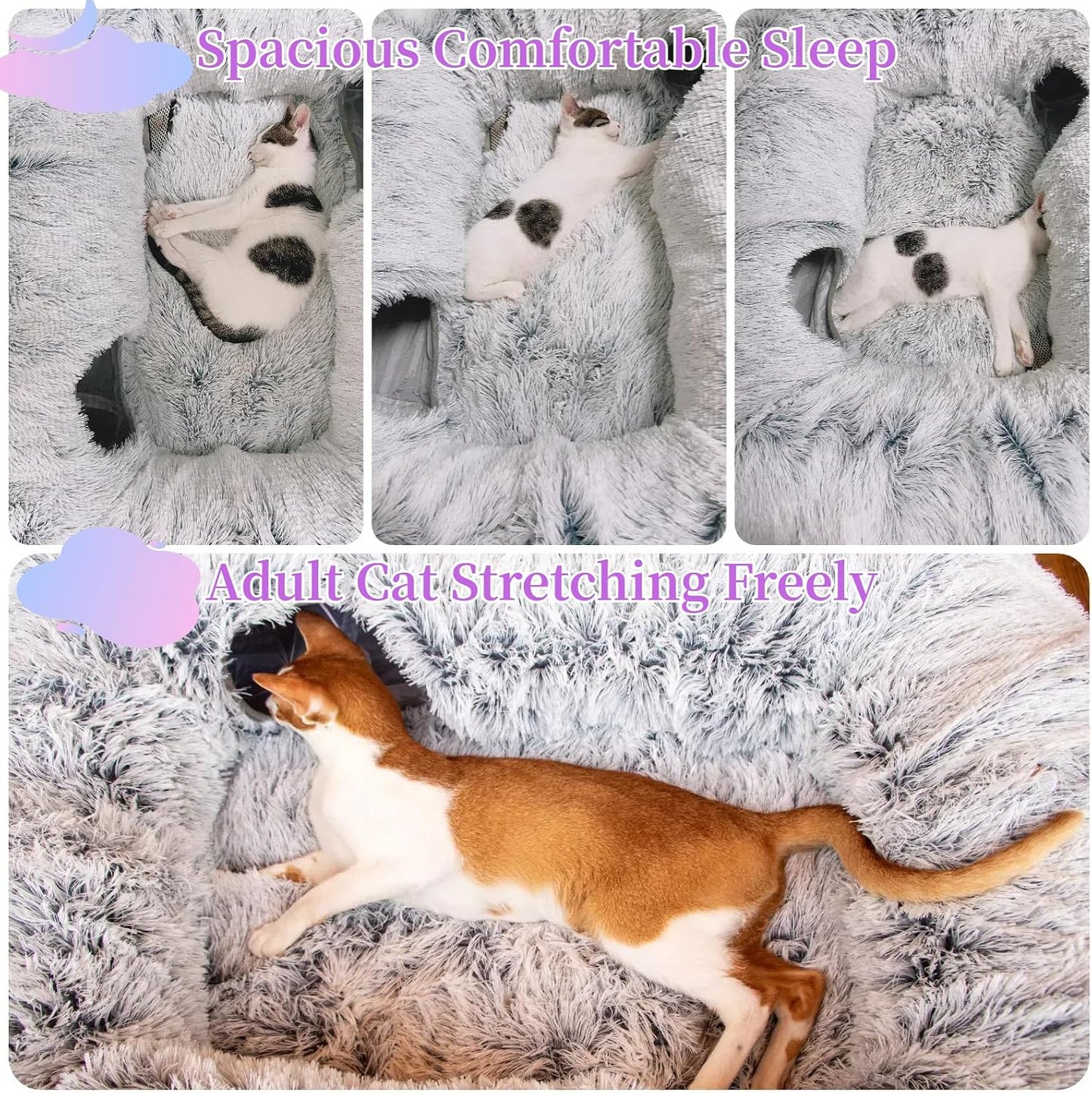 Top down angle of the XxingSheep extra large donut bed demonstrating the spacious internal space for indoor pets