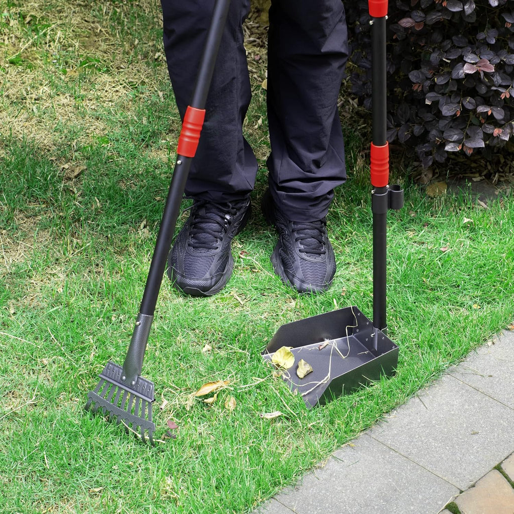 Heeyoo non stick metal pet tray and rake being hosed clean