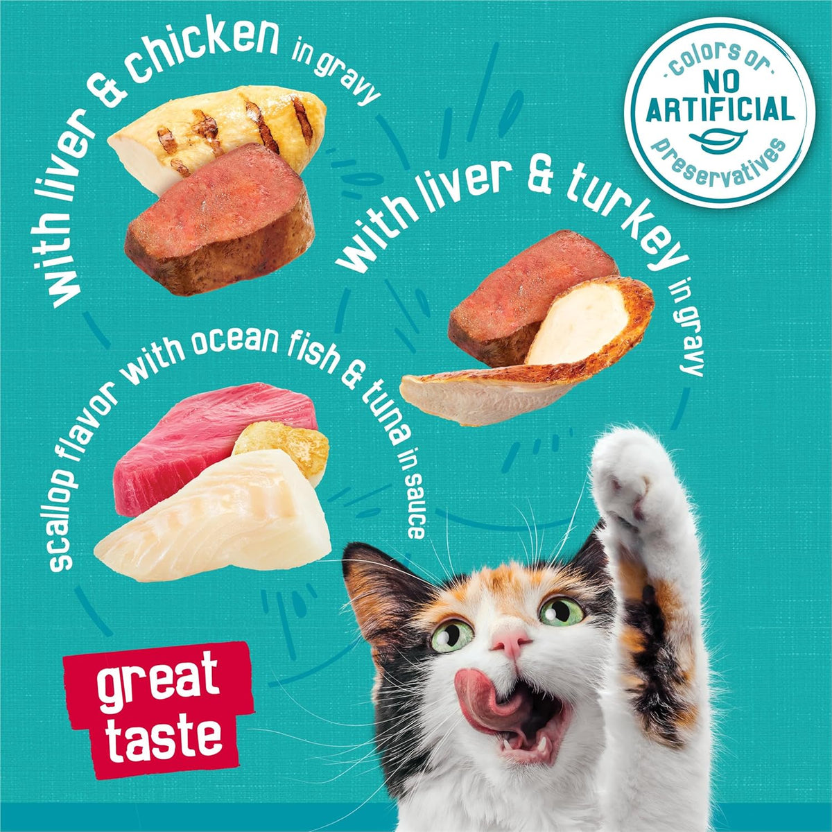 Can of turkey in gravy with liver cat food variant
