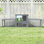 COZIWOW 95inches Extra Large Wood Rabbit Hutch Outdoor Easy to Assemble and Stable Bunny Cage Indoor with Cleaning Tray & Waterproof Roof for Small and Medium Bunny Rabbit ChickGrey with Pattern - Image 1