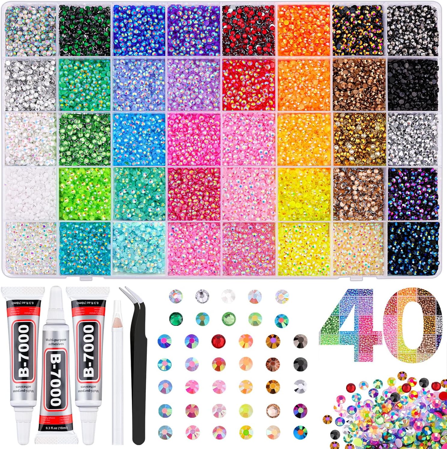 Tinkrstuff 40000 pieces jelly rhinestones bedazzling kit front view
