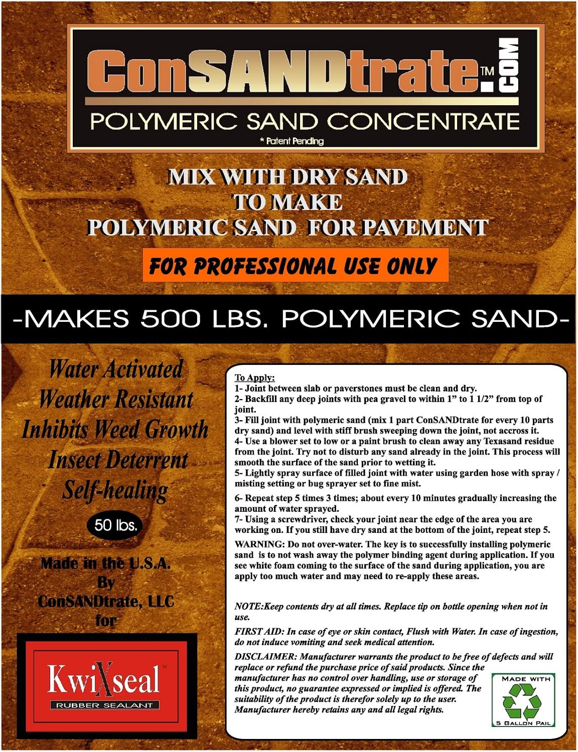 Close up of professional grade polymeric sand finish on stone