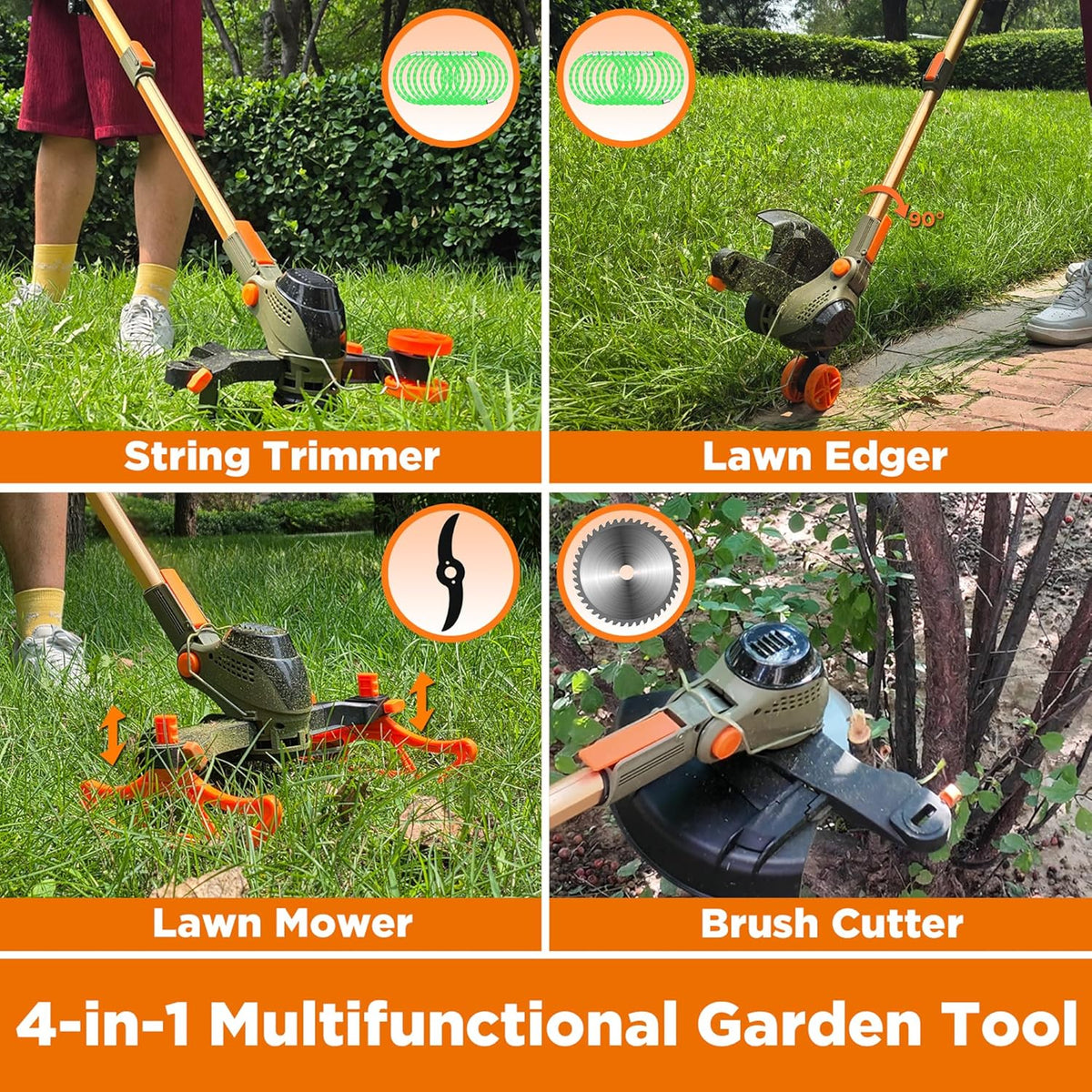 WeGofly 4 in 1 cordless lawn edger and brush cutter kit with dual batteries