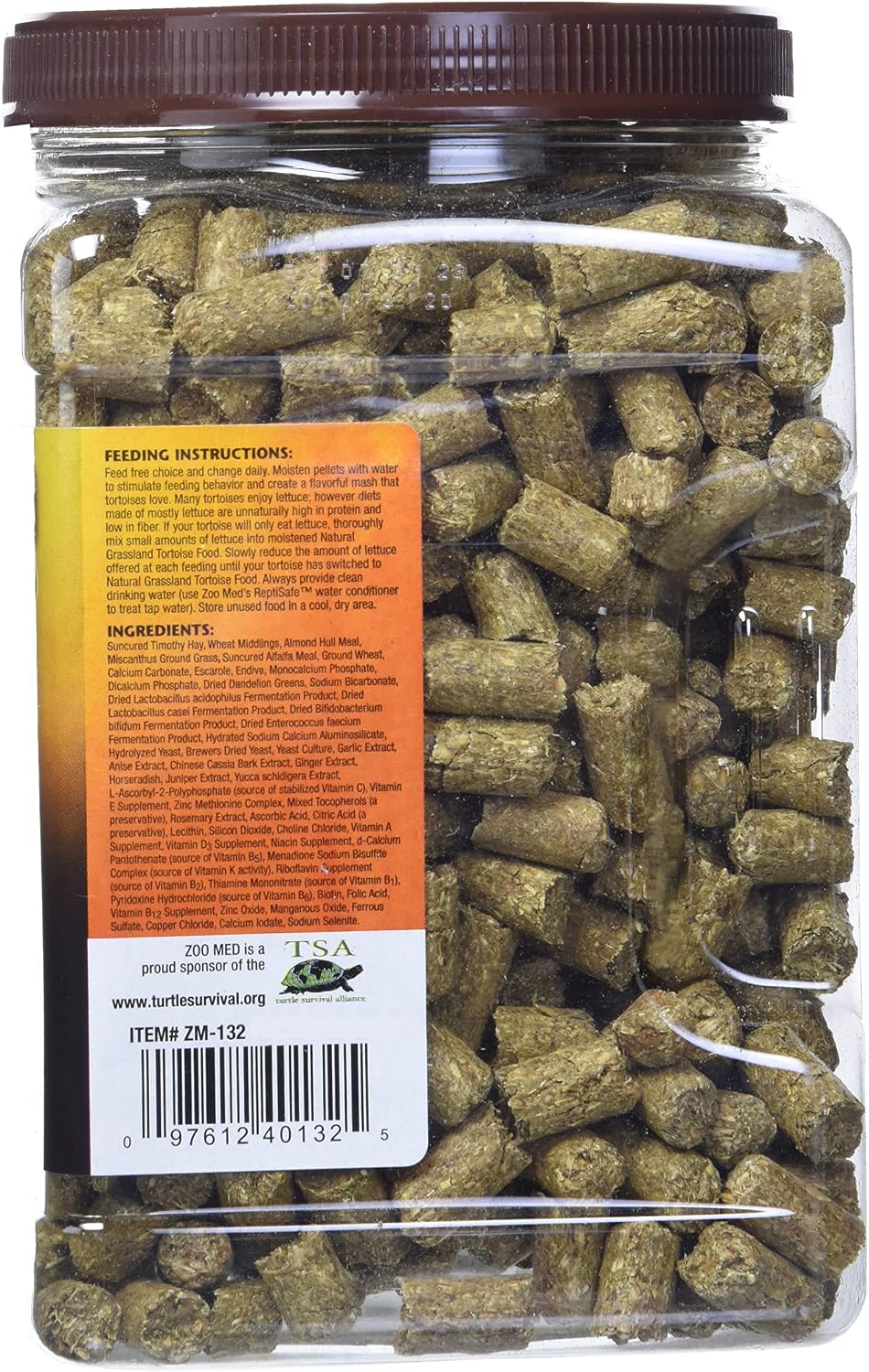 High fiber low protein reptile diet pellets close up