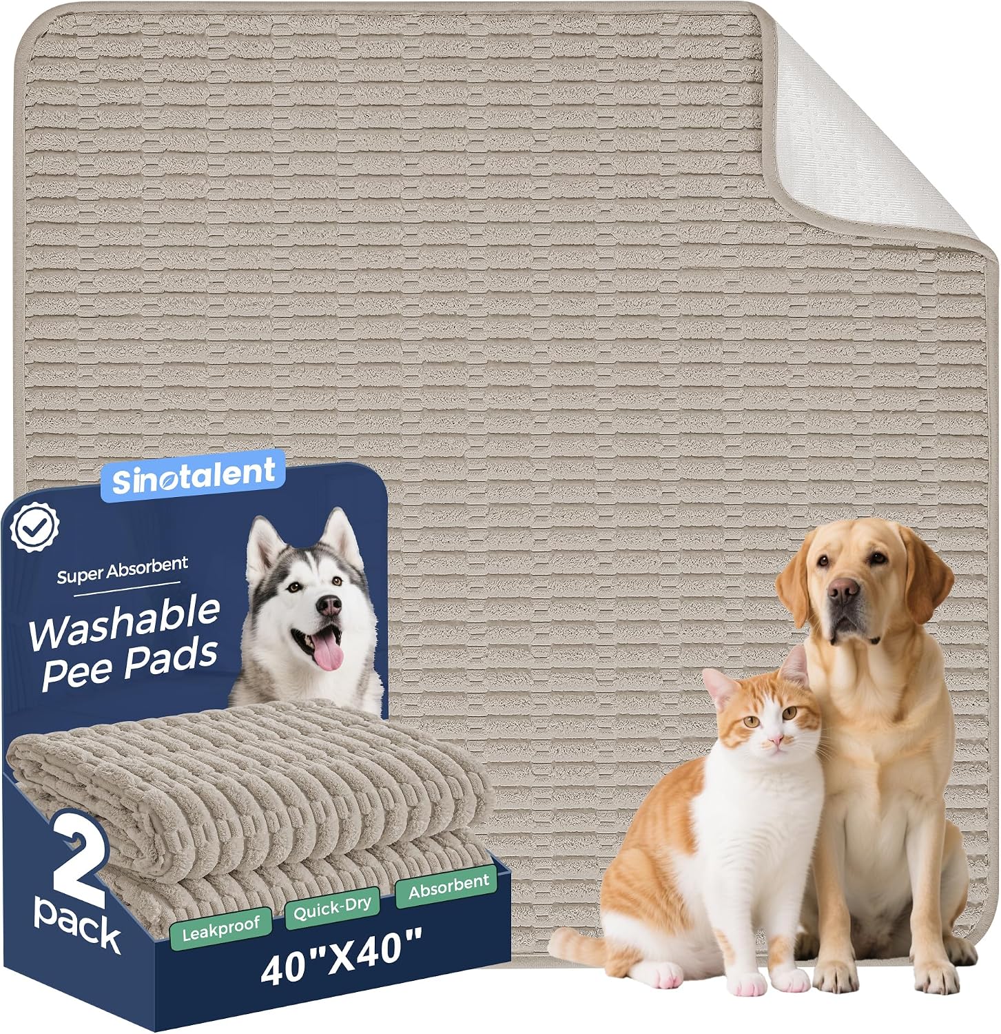 Washable Pee Pads for Dogs, Reusable Puppy Pads Dog Pads, Non-Slip Dog Pee Pads, Leak-Proof Pet Pee Pads Wee Wee Pads for Dogs. (Cream White, 18"x24"(Pack of 2)) - Image 10