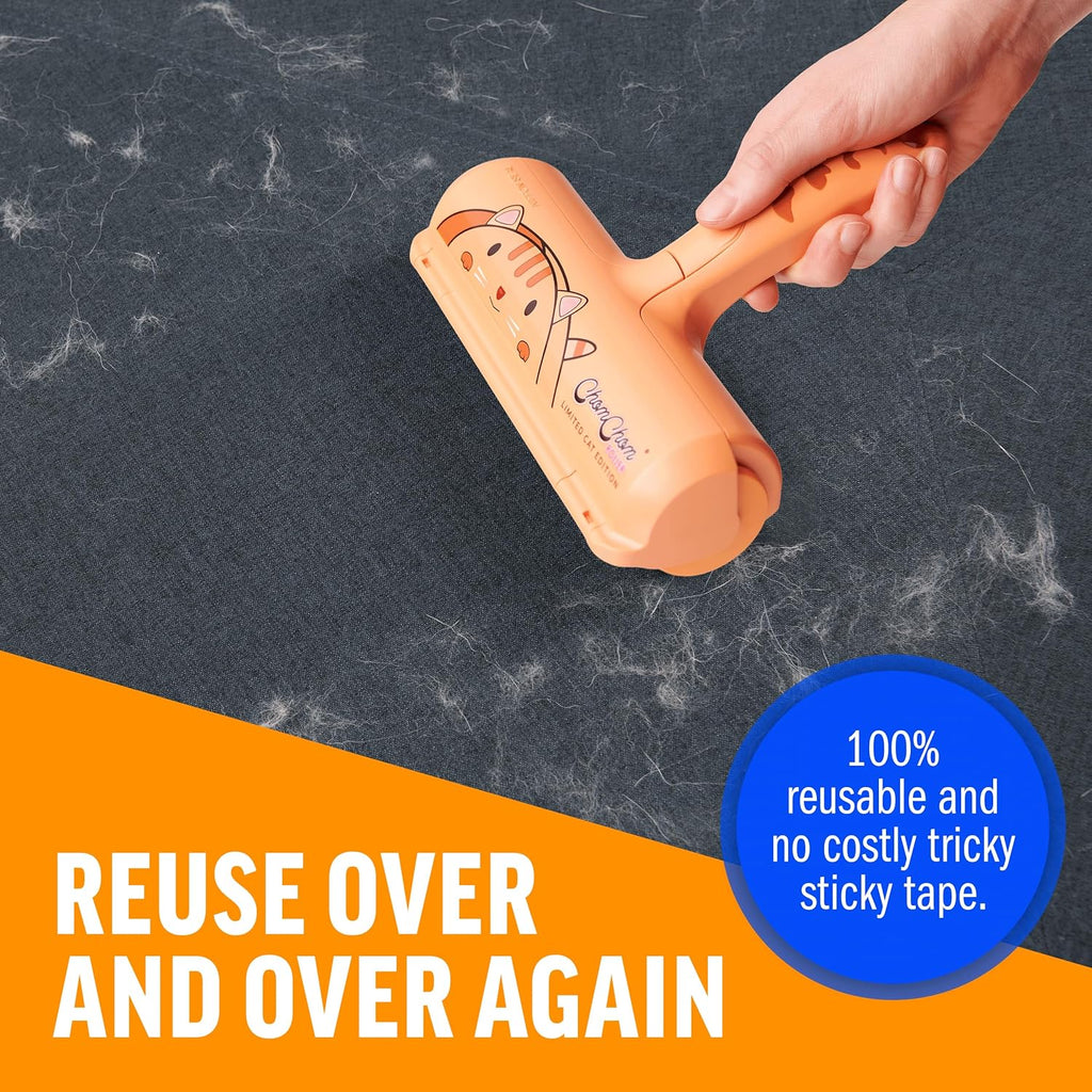 Portable manual lint roller for dog and cat fur removal