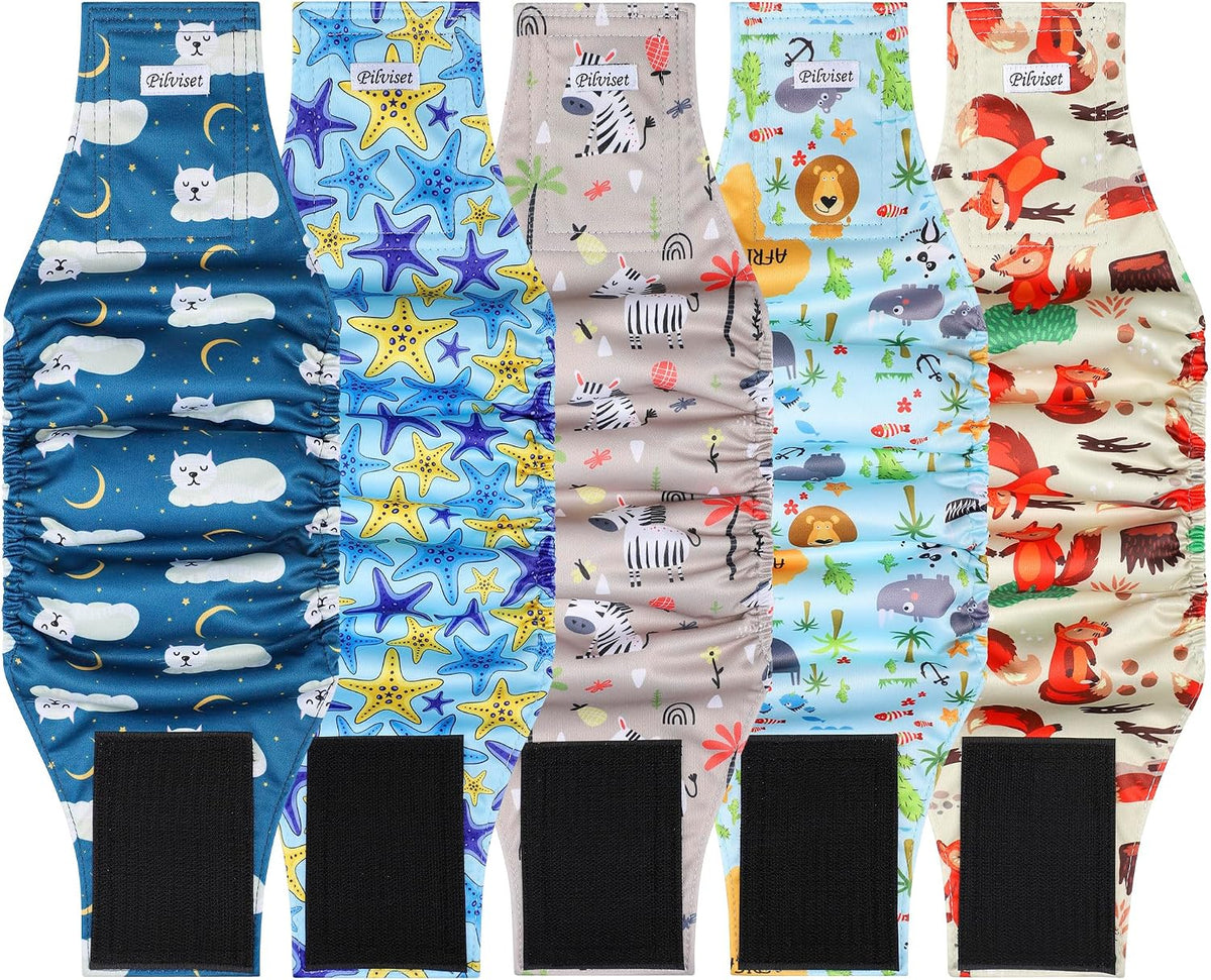 5 Pack Dog Diapers Male Reusable, Premium Belly Bands for Male Dogs, High Absorbing Male Dog Pee Wraps for Doggie in Incontinence or Excitable Urination and Training, Dino S - Image 11