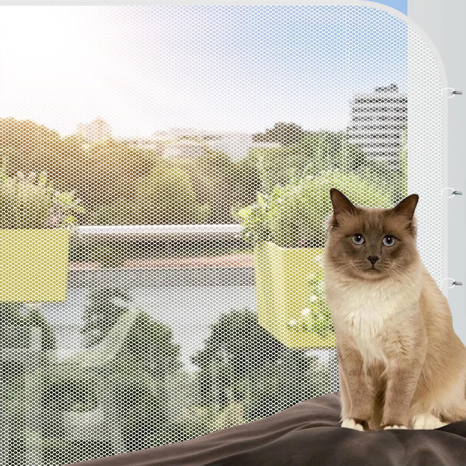 Jumxsrle Cat Balcony Rail Net front view showing safety mesh