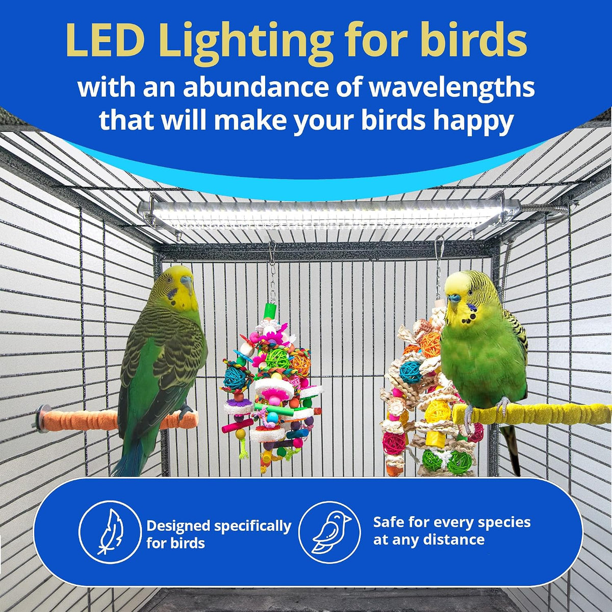 HappyBird Lighting Bird Cage Light with Chew Guard - Full Spectrum LED Pet Light - Simulates Natural Environment - Safe for Hookbill Birds - Easy to Install - (24" Long) - Image 5
