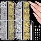 Belleboost 3D star nail charms front view showcasing gold and silver storage cases