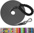 NTR nylon rope long dog training leash front view showing black color and bone shaped hook