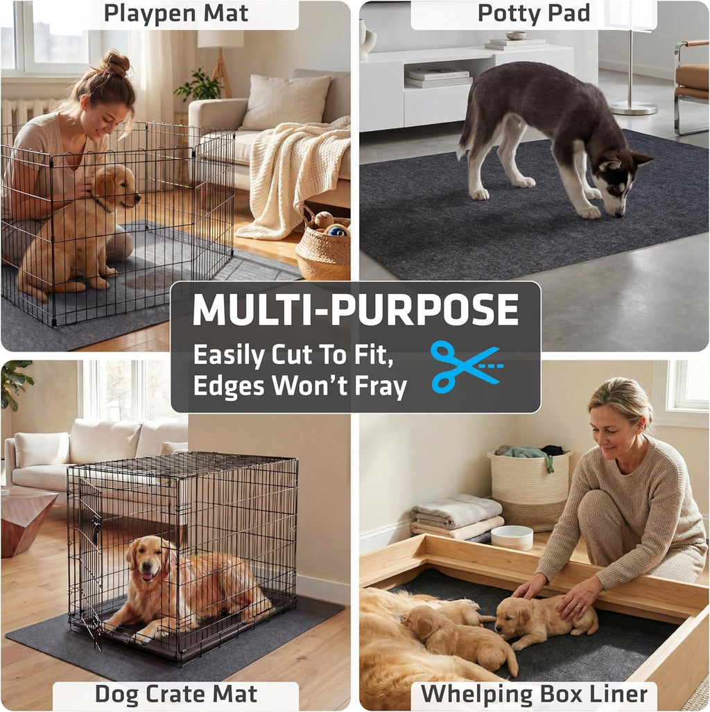 Custom trimmed Drymate mat inside a dog crate