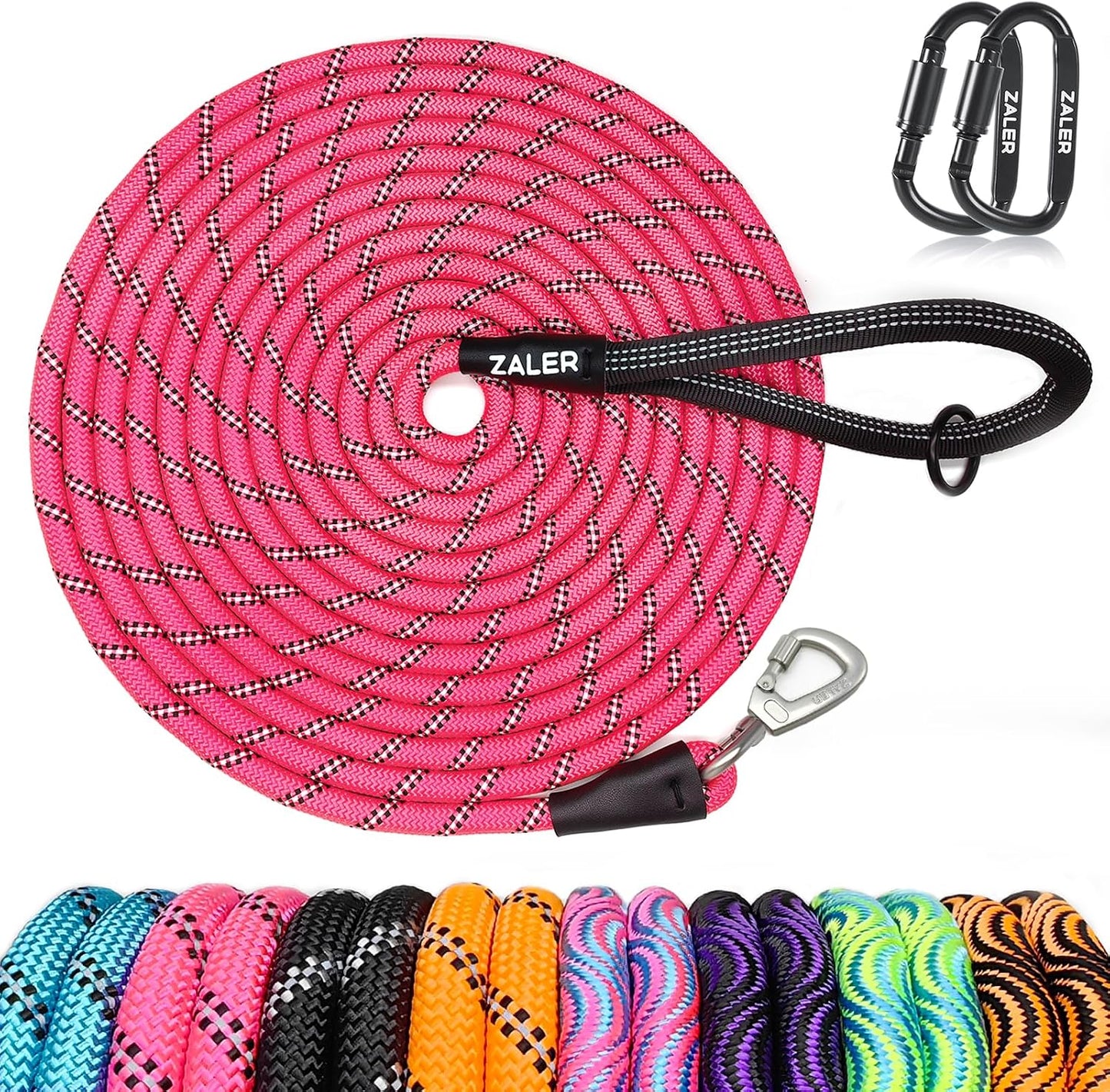 ZALER Long Dog Leash, 50 feet 30ft 20ft 15ft 10ft Dog Training Lead, Heavy Duty Check Cord Recall Leash for Dogs Training, Playing, Camping, or Backyard (30FT, Black Purple) - Image 13