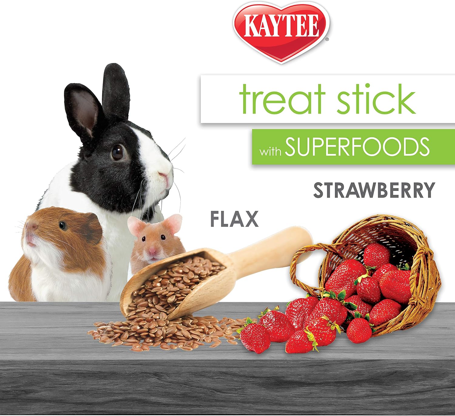 Kaytee superfood treat stick for guinea pigs and rabbits nutritional information panel